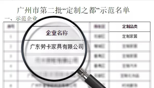 劳卡全屋定制被评选为“全球定制之都”示范企业