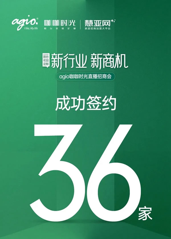 签约加盟36席丨agio咖咖时光花园阳台定制 x 平台线上直播招商会圆满收官！